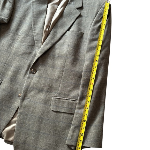 Jos A Bank 44L Brown Check Plaid Silk Wool Mens Blazer Sport Coat Jacket - Picture 3 of 8